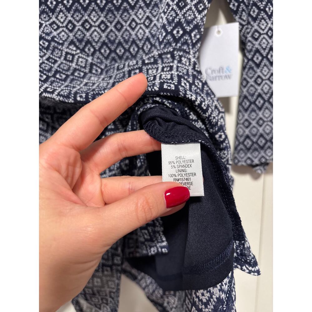 Croft & Barrow Navy Printed 3/4 Sleeve Tunic Large - Picture 6 of 9